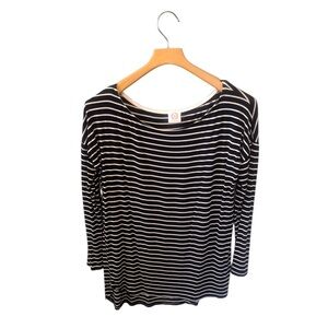 Wanna B Navy White Stripe High Low Hem Tunic Top Small (runs big)